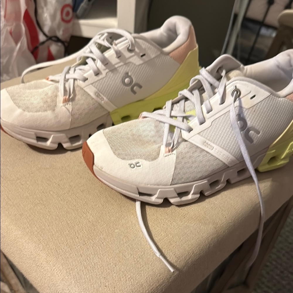 On Running White and Yellow Sneakers with Modern Design